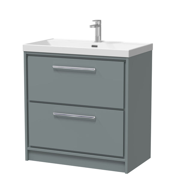 Hudson Reed 800mm Floor Standing 2-Drawer Vanity with Basin - 1 Tap Hole