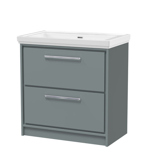 Hudson Reed 800mm Floor Standing 2-Drawer Vanity with Basin - 0 Tap Hole