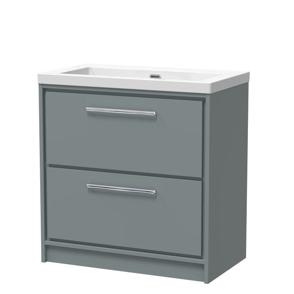 Hudson Reed 800mm Floor Standing 2-Drawer Vanity with Basin - 0 Tap Hole