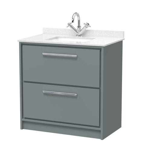 Hudson Reed 800mm Floor Standing 2-Drawer Vanity with Marble Worktop Basin