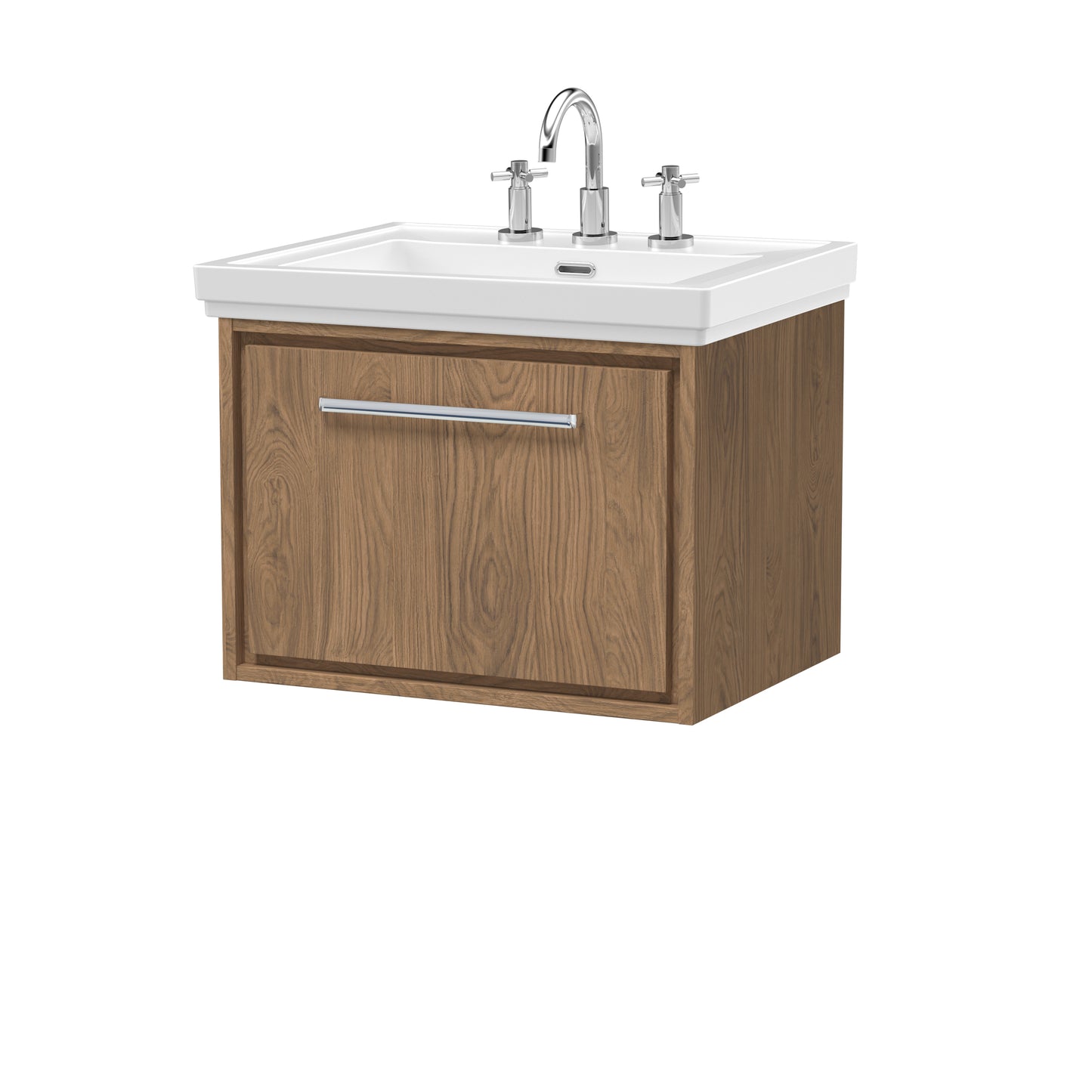 Hudson Reed 600mm Wall Hung Single Drawer Vanity with Basin - 3 Tap Hole