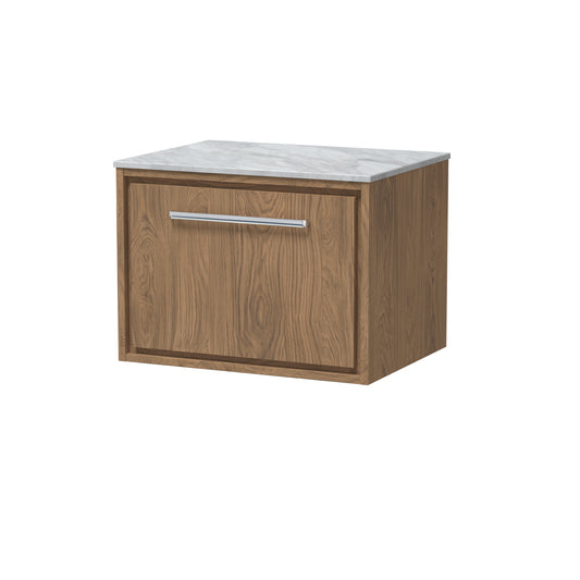 Hudson Reed 600mm Wall Hung Single Drawer Vanity with Marble Worktop