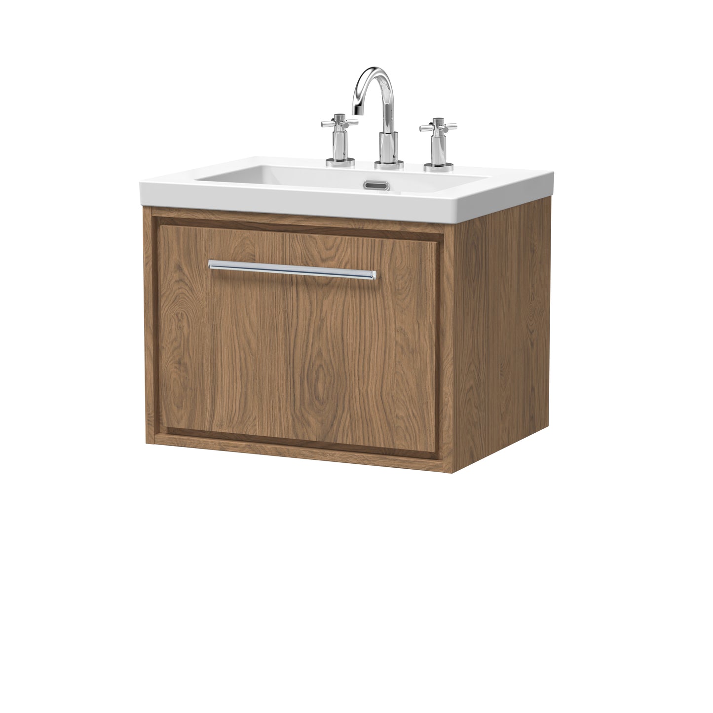 Hudson Reed 600mm Wall Hung Single Drawer Vanity with Basin - 3 Tap Hole