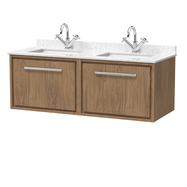 Hudson Reed 1200mm Wall Hung Single Drawer Vanity with Marble Worktop Basin