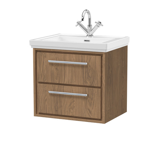 Hudson Reed 600mm Wall Hung 2-Drawer Vanity with Basin - 1 Tap Hole