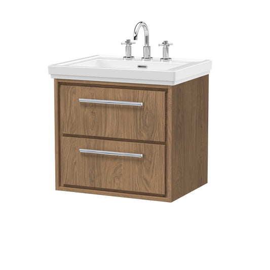 Hudson Reed 600mm Wall Hung 2-Drawer Vanity with Basin - 3 Tap Hole