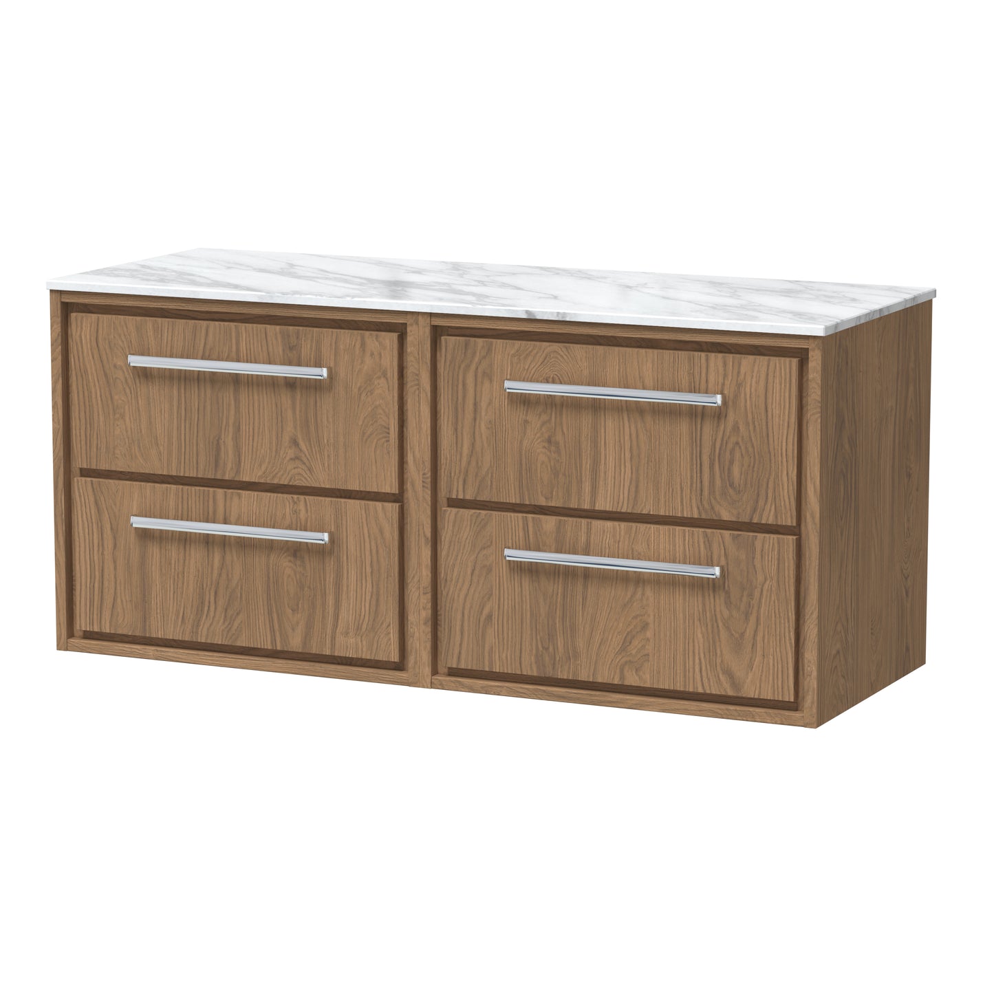 Hudson Reed 1200mm Wall Hung 4-Drawer Vanity with Marble Worktop