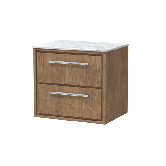 Hudson Reed 600mm Wall Hung 2-Drawer Vanity with Marble Worktop
