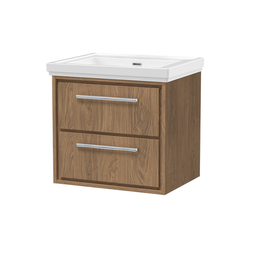 Hudson Reed 600mm Wall Hung 2-Drawer Vanity with Basin - 0 Tap Hole