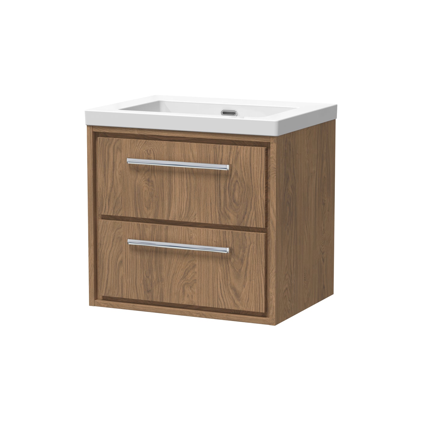 Hudson Reed 600mm Wall Hung 2-Drawer Vanity with Basin - 0 Tap Hole