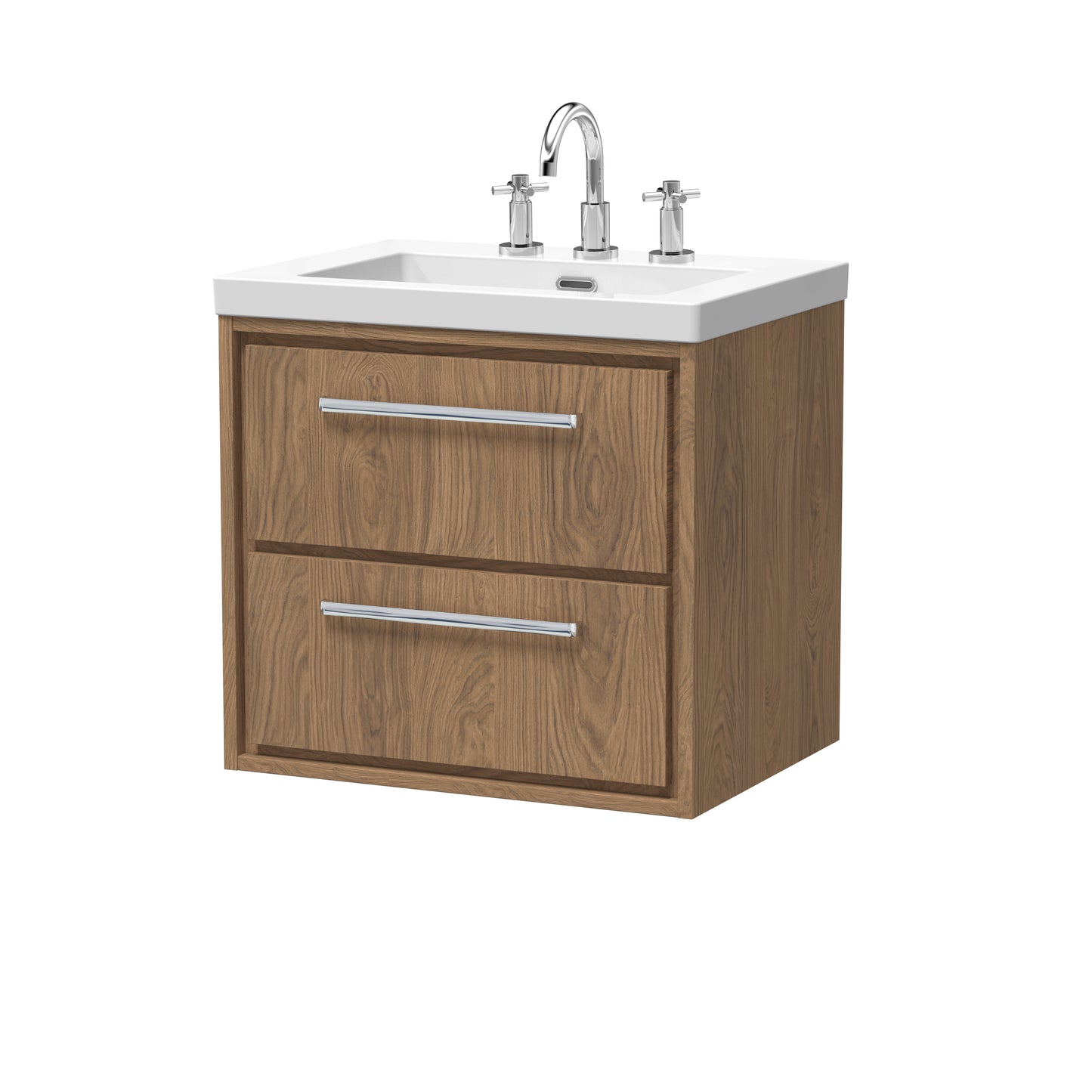 Hudson Reed 600mm Wall Hung 2-Drawer Vanity with Basin - 3 Tap Hole