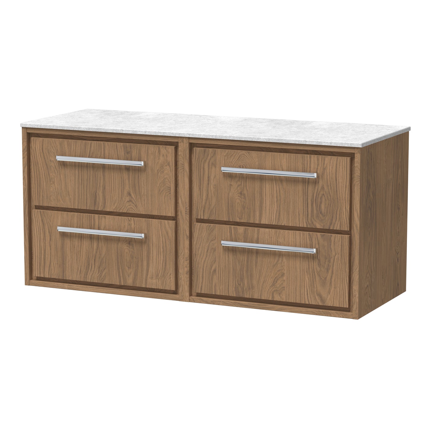 Hudson Reed 1200mm Wall Hung 4-Drawer Vanity with Marble Worktop