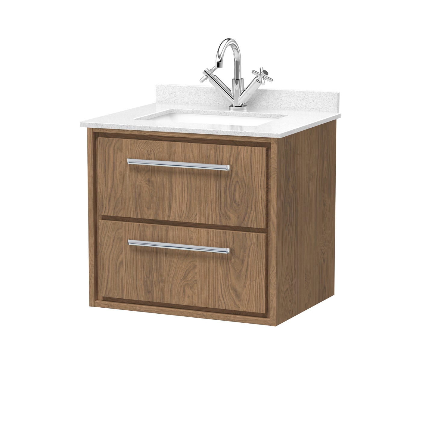 Hudson Reed 600mm Wall Hung 2-Drawer Vanity with Marble Worktop Basin