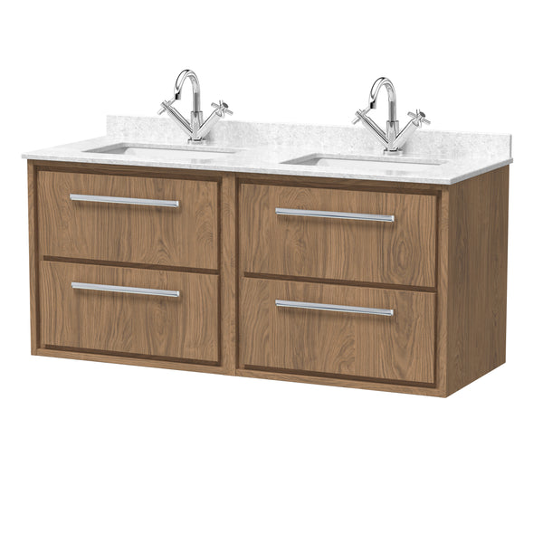 Hudson Reed 1200mm Wall Hung 4-Drawer Vanity with Marble Worktop Basin