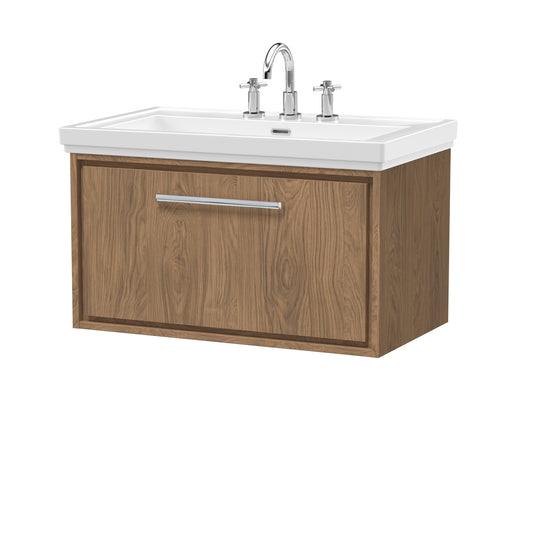 Hudson Reed 800mm Wall Hung Single Drawer Vanity with Basin - 3 Tap Hole
