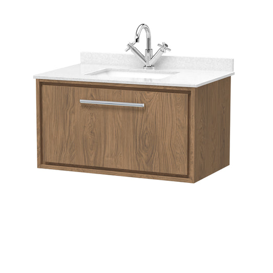 Hudson Reed 800mm Wall Hung Single Drawer Vanity with Marble Worktop Basin