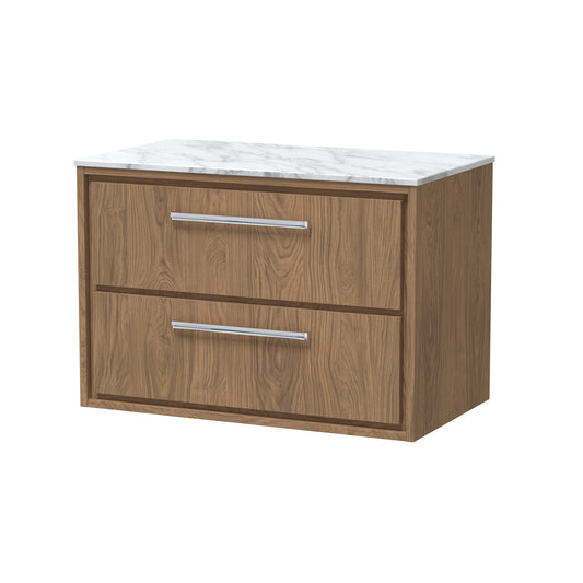 Hudson Reed 800mm Wall Hung 2-Drawer Vanity with Marble Worktop