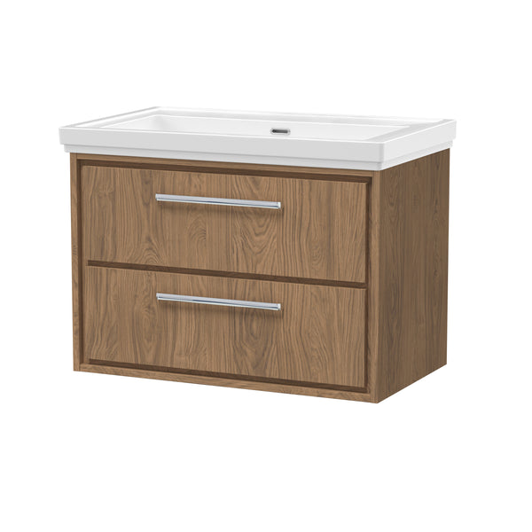 Hudson Reed 800mm Wall Hung 2-Drawer Vanity with Basin - 0 Tap Hole