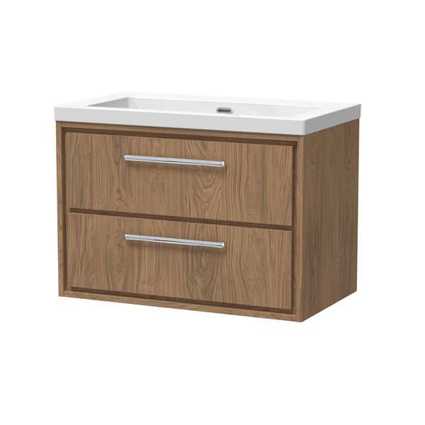 Hudson Reed 800mm Wall Hung 2-Drawer Vanity with Basin - 0 Tap Hole