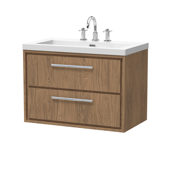 Hudson Reed 800mm Wall Hung 2-Drawer Vanity with Basin - 3 Tap Hole