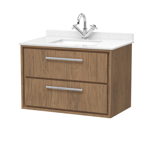 Hudson Reed 800mm Wall Hung 2-Drawer Vanity with Marble Worktop Basin