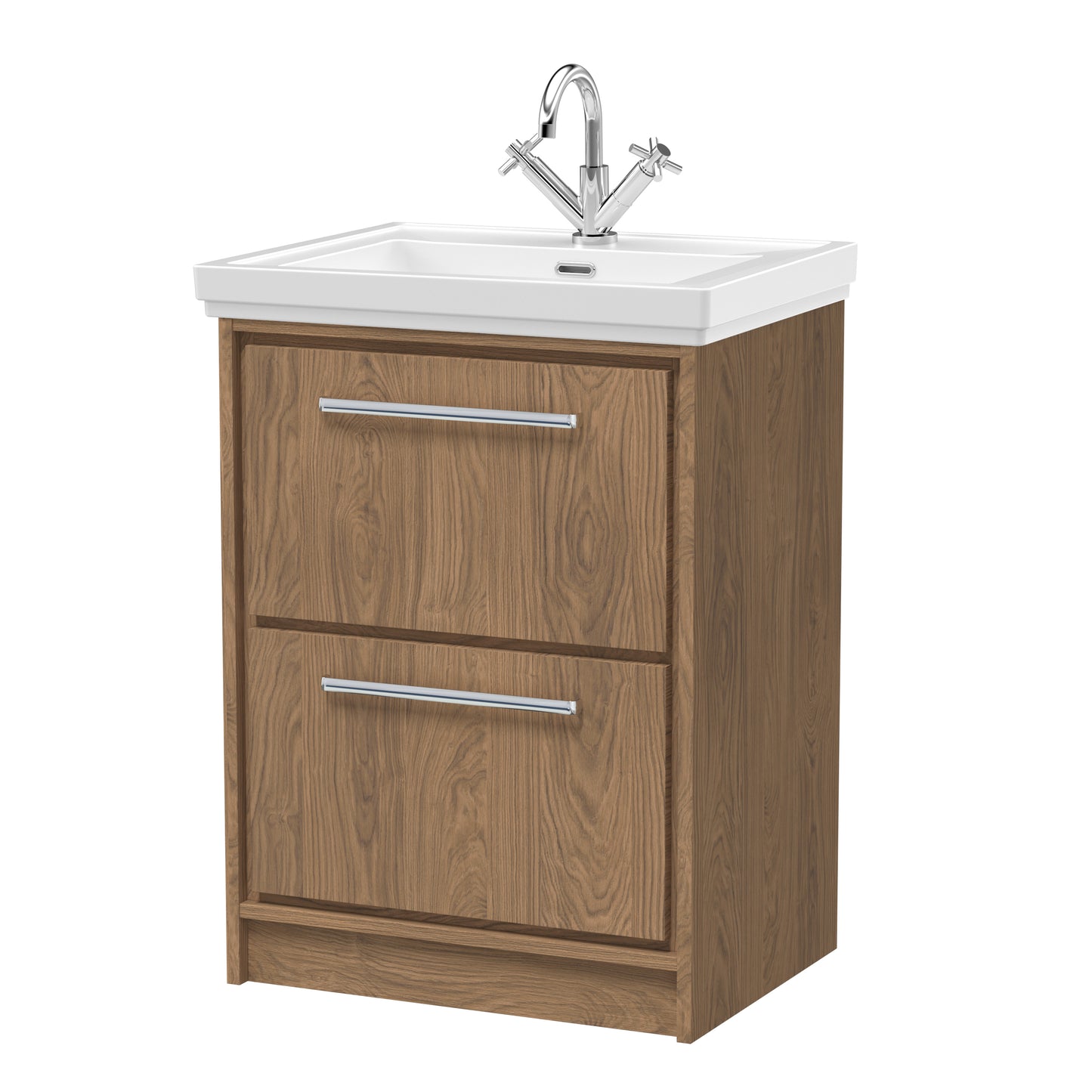 Hudson Reed 600mm Floor Standing 2-Drawer Vanity with Basin - 1 Tap Hole