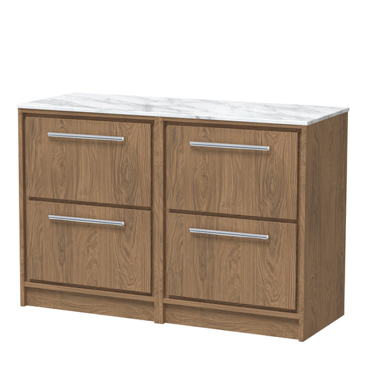 Hudson Reed 1200mm Floor Standing 4-Drawer Vanity with Marble Worktop