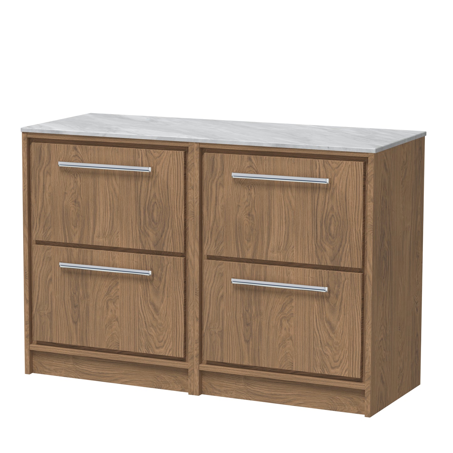 Hudson Reed 1200mm Floor Standing 4-Drawer Vanity with Marble Worktop