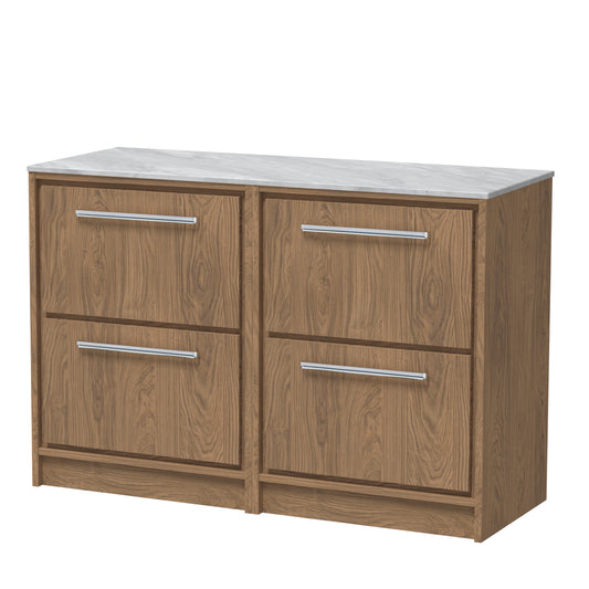 Hudson Reed 1200mm Floor Standing 4-Drawer Vanity with Marble Worktop