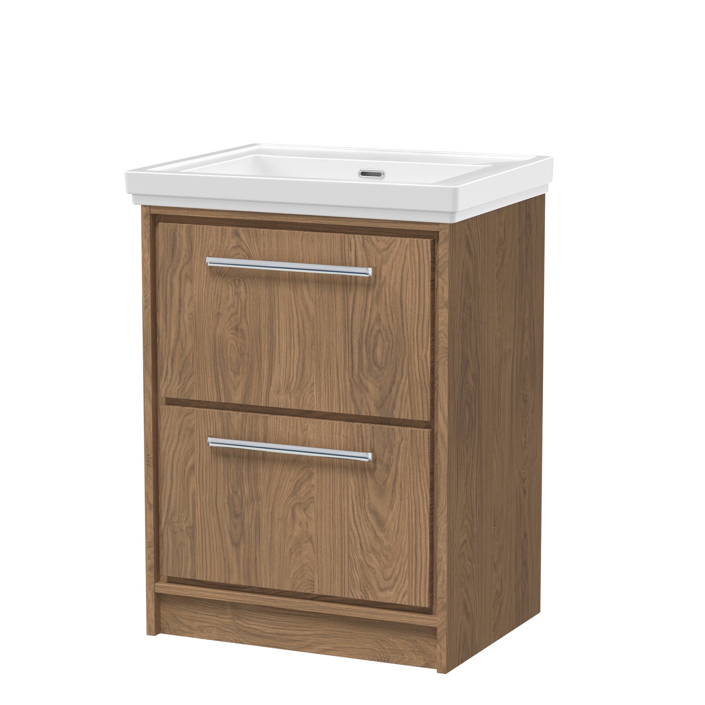 Hudson Reed 600mm Floor Standing 2-Drawer Vanity with Basin - 0 Tap Hole