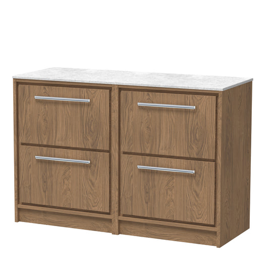 Hudson Reed 1200mm Floor Standing 4-Drawer Vanity with Marble Worktop