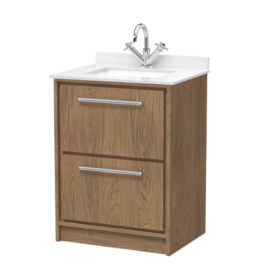 Hudson Reed 600mm Floor Standing 2-Drawer Vanity with Marble Worktop Basin