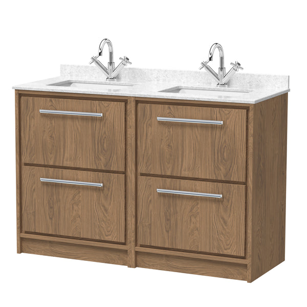 Hudson Reed 1200mm Floor Standing 4-Drawer Vanity with Marble Worktop Basin