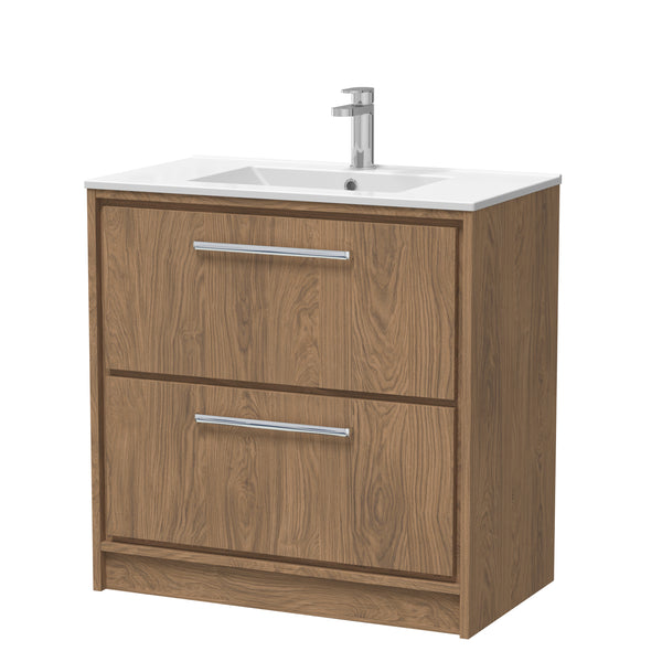 Hudson Reed 800mm Floor Standing 2-Drawer Vanity with Basin - 1 Tap Hole