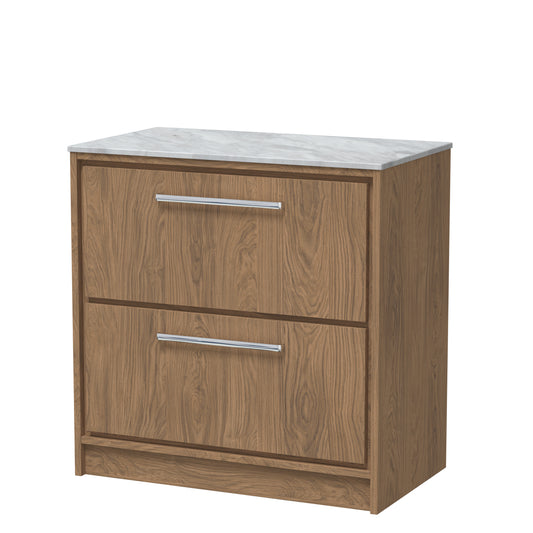 Hudson Reed 800mm Floor Standing 2-Drawer Vanity with Marble Worktop