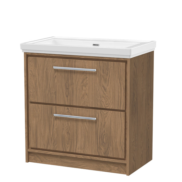 Hudson Reed 800mm Floor Standing 2-Drawer Vanity with Basin - 0 Tap Hole