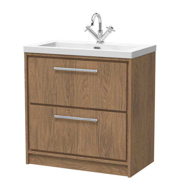 Hudson Reed 800mm Floor Standing 2-Drawer Vanity with Basin - 1 Tap Hole