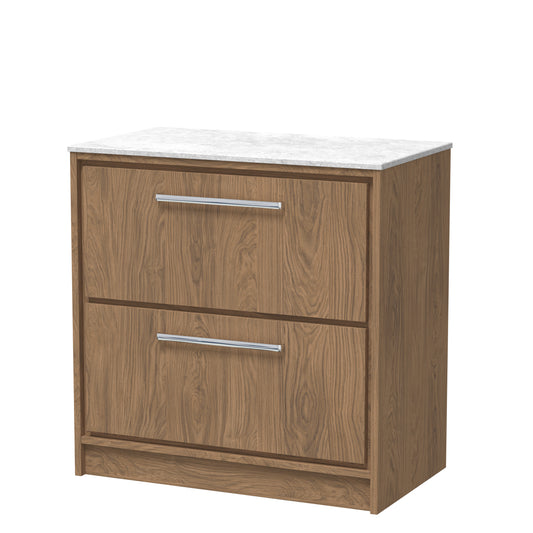 Hudson Reed 800mm Floor Standing 2-Drawer Vanity with Marble Worktop