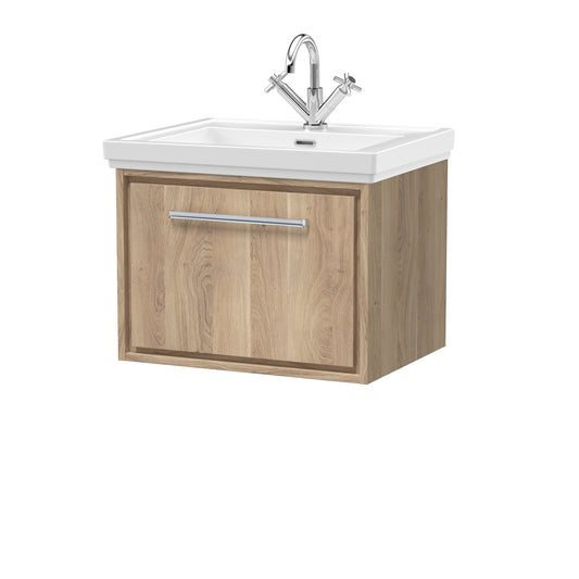Hudson Reed 600mm Wall Hung Single Drawer Vanity with Basin - 1 Tap Hole