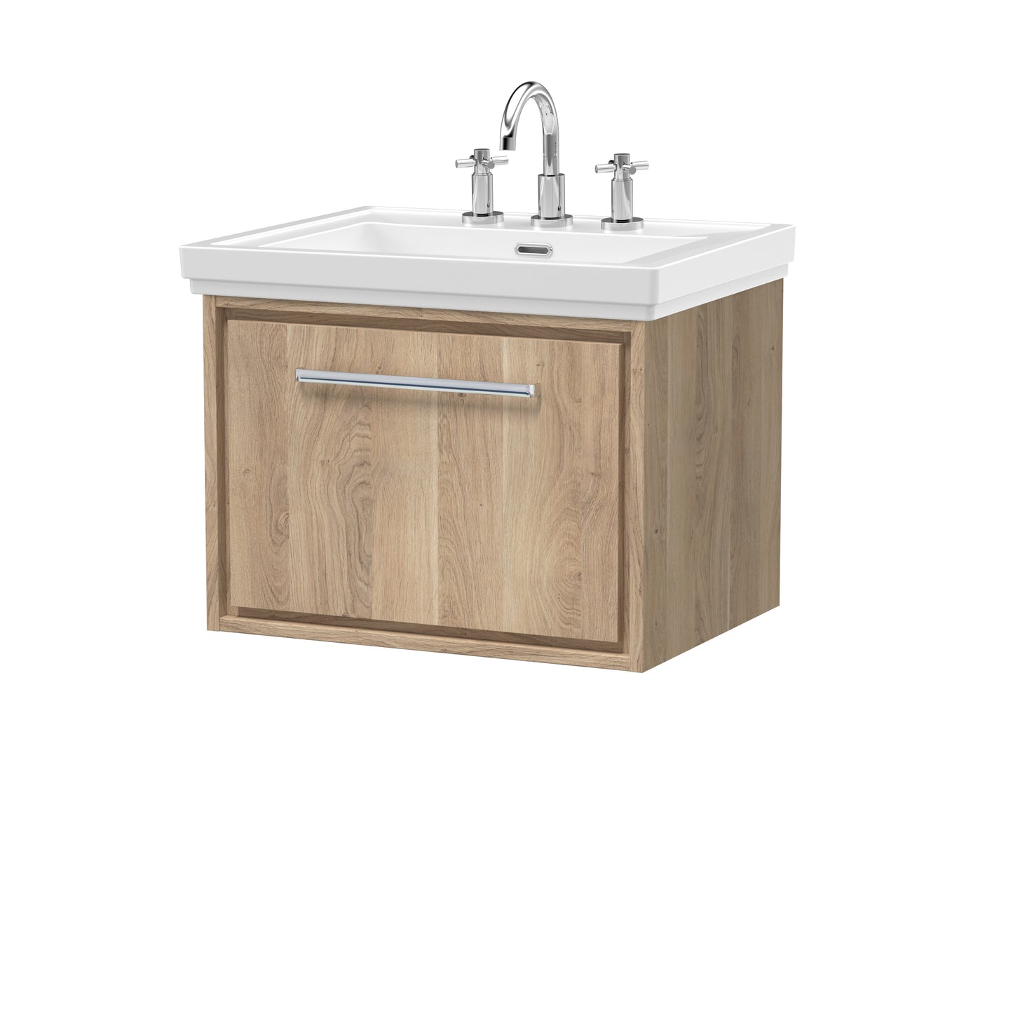 Hudson Reed 600mm Wall Hung Single Drawer Vanity with Basin - 3 Tap Hole