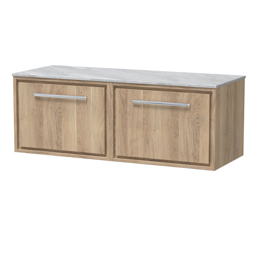 Hudson Reed 1200mm Wall Hung Single Drawer Vanity with Marble Worktop