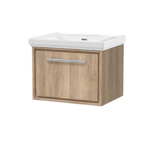 Hudson Reed 600mm Wall Hung Single Drawer Vanity with Basin - 0 Tap Hole