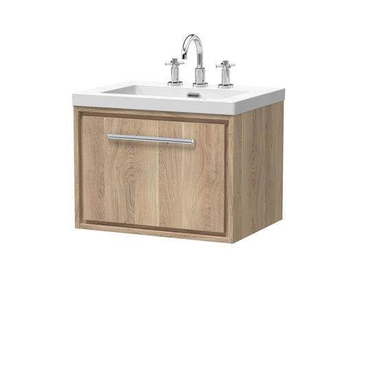 Hudson Reed 600mm Wall Hung Single Drawer Vanity with Basin - 3 Tap Hole