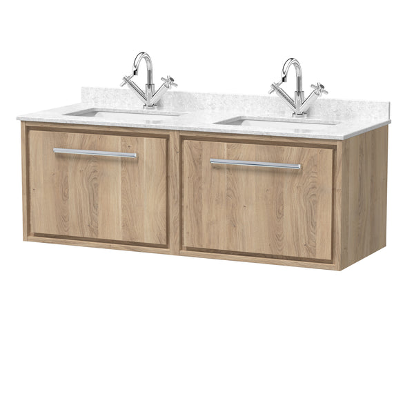 Hudson Reed 1200mm Wall Hung Single Drawer Vanity with Marble Worktop Basin