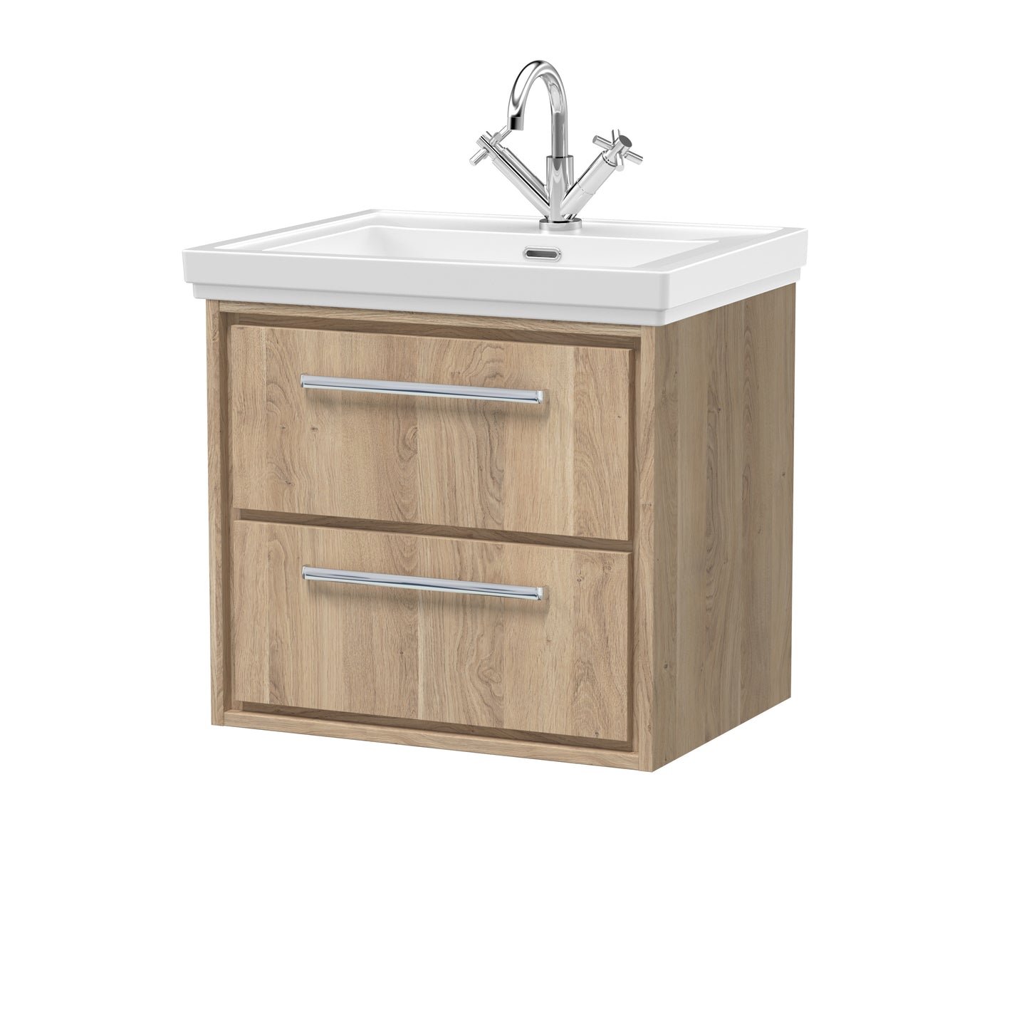 Hudson Reed 600mm Wall Hung 2-Drawer Vanity with Basin - 1 Tap Hole