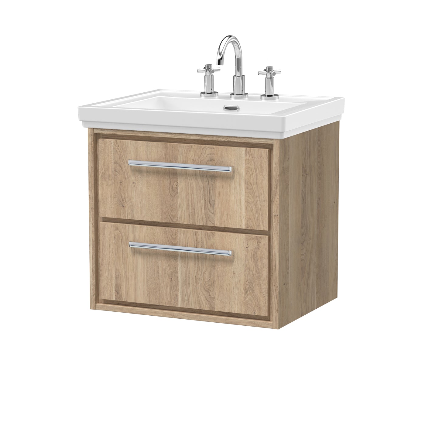 Hudson Reed 600mm Wall Hung 2-Drawer Vanity with Basin - 3 Tap Hole