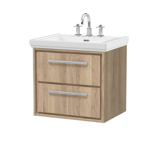 Hudson Reed 600mm Wall Hung 2-Drawer Vanity with Basin - 3 Tap Hole
