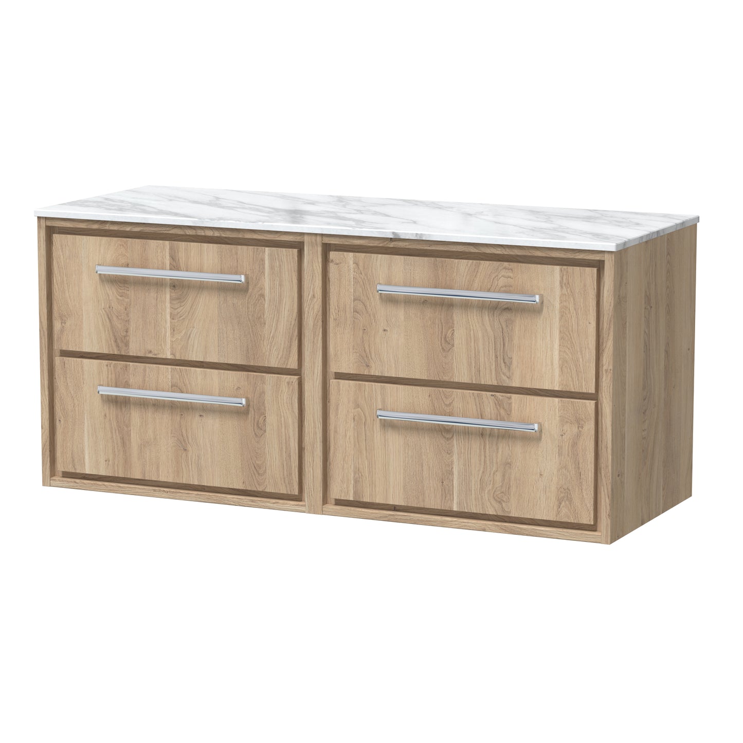 Hudson Reed 1200mm Wall Hung 4-Drawer Vanity with Marble Worktop