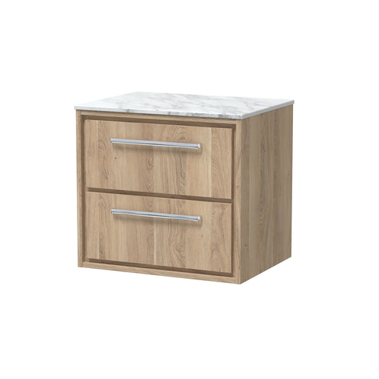 Hudson Reed 600mm Wall Hung 2-Drawer Vanity with Marble Worktop