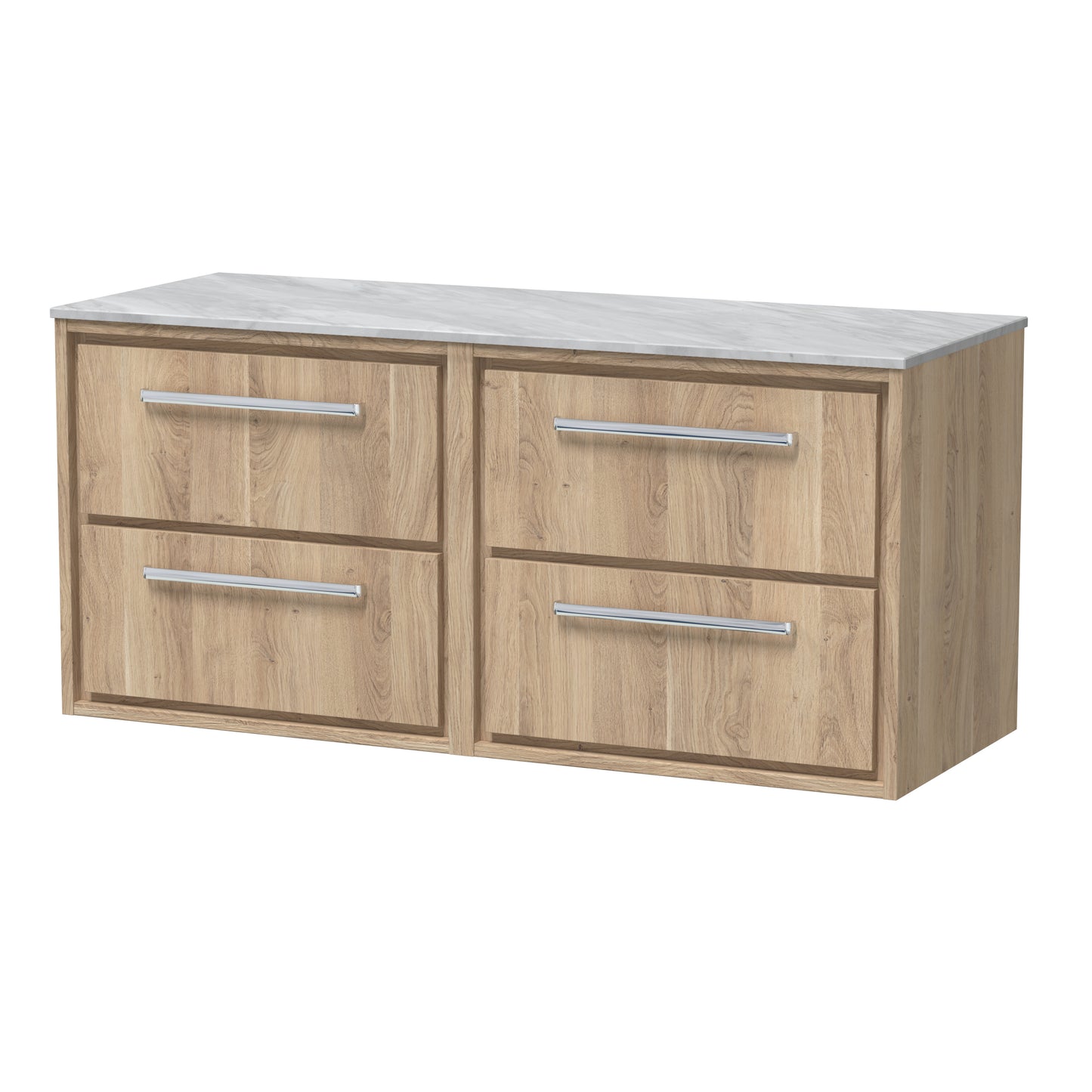 Hudson Reed 1200mm Wall Hung 4-Drawer Vanity with Marble Worktop